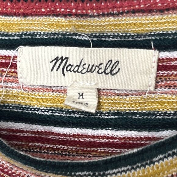Madewell Textured Easy Crop Tee in Stripe pocket t-shirt Size Medium - Picture 3 of 4